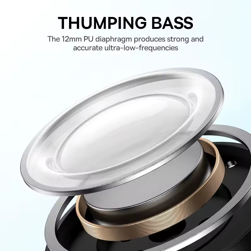 Baseus Bowie E19 – Auscultadores Sem Fios Bluetooth 5.3, com Big Bass, Drivers de 12 mm e Resistência à Água IPX5