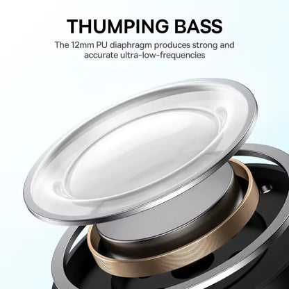 Baseus Bowie E19 – Auscultadores Sem Fios Bluetooth 5.3, com Big Bass, Drivers de 12 mm e Resistência à Água IPX5