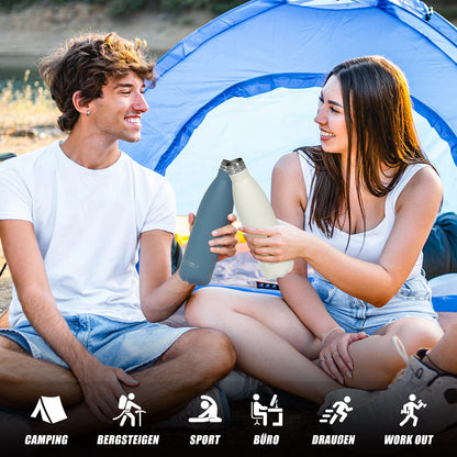 Garrafa térmica WATERSY 500 ml em aço inoxidável, copo térmico isolado para café e água, garrafa de parede dupla para desporto