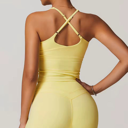 Top Desportivo Feminino — Sutiã Respirável de Fitness, à Prova de Impacto, com Efeito Push Up, Ideal para Yoga, Ginásio e Treino