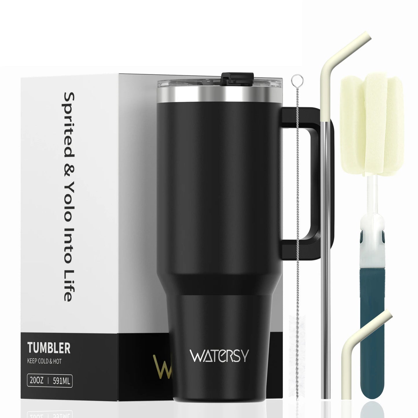 Copo Térmico WATERSY 591 ml com Alça – Isolamento a Vácuo em Aço Inoxidável, À Prova de Vazamentos para Café, Carro e Viagens