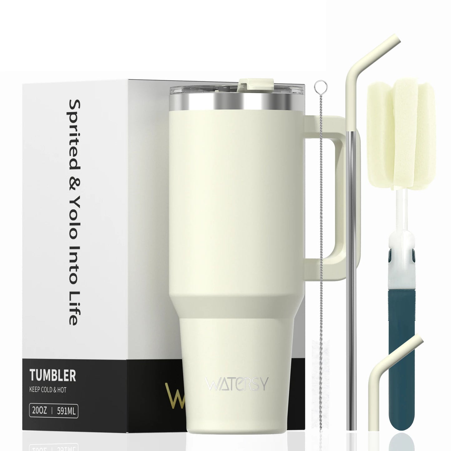 Copo Térmico WATERSY 591 ml com Alça – Isolamento a Vácuo em Aço Inoxidável, À Prova de Vazamentos para Café, Carro e Viagens