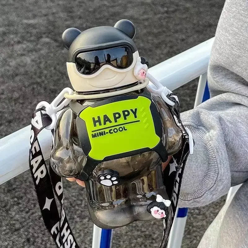 Garrafa desportiva com palha, de grande capacidade, copo de água em plástico para viagens, chaleira portátil para mochila, 850 ml.