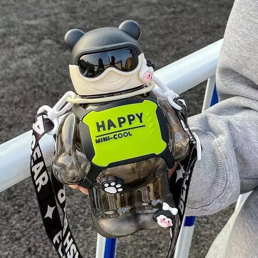 Garrafa desportiva com palha, de grande capacidade, copo de água em plástico para viagens, chaleira portátil para mochila, 850 ml.