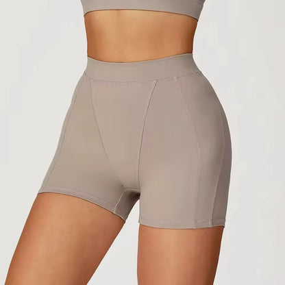 Shorts desportivos femininos de cintura alta, respiráveis, ideais para yoga, treino, corrida e ciclismo