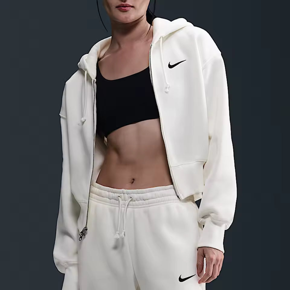 Casaco Curto com Capuz Feminino Nike Oficial Forrado em Fleece e Aconchegante – HJ0941-133