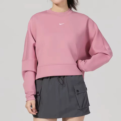 Nike Oficial Autêntico — Novo Sweatshirt de Treino Feminino em Malha Fitness, Cropped, com Capuz HJ1187-699