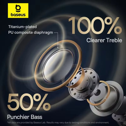 Baseus Bowie MA10 Pro ANC — Auscultadores Sem Fios com Cancelamento de Ruído Híbrido de 48 dB, Bluetooth 5.3, IPX6 à Prova de Água, 4 Microfones ENC para Desporto