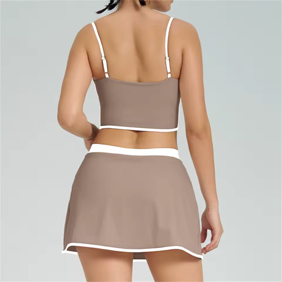 Conjunto feminino de ioga com 2 peças — roupa desportiva de ginásio, leggings fitness e top desportivo para treino.