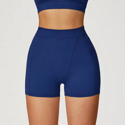 Shorts desportivos femininos de cintura alta, respiráveis, ideais para yoga, treino, corrida e ciclismo