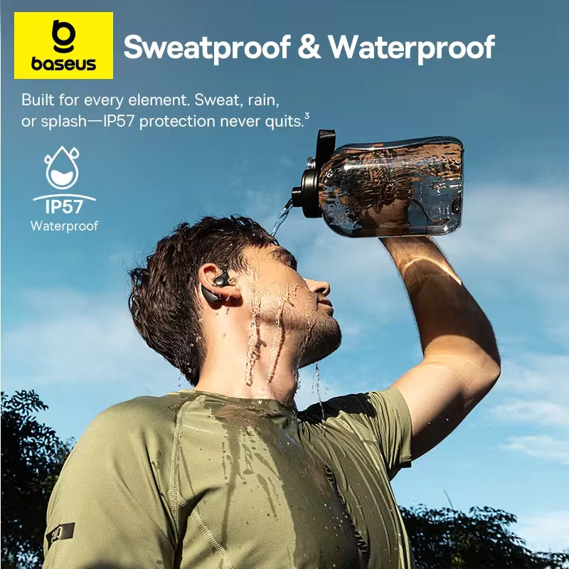 Baseus Eli Sport 2 – Auscultadores Sem Fios de Orelha Aberta Bluetooth 6.0, OWS, Áudio de Alta Resolução com LDAC e Ganchos Desportivos