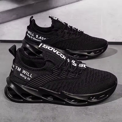 Ténis casuais em destaque — modelo com sola em lâmina, leve e respirável, ideal para corrida e atividades desportivas