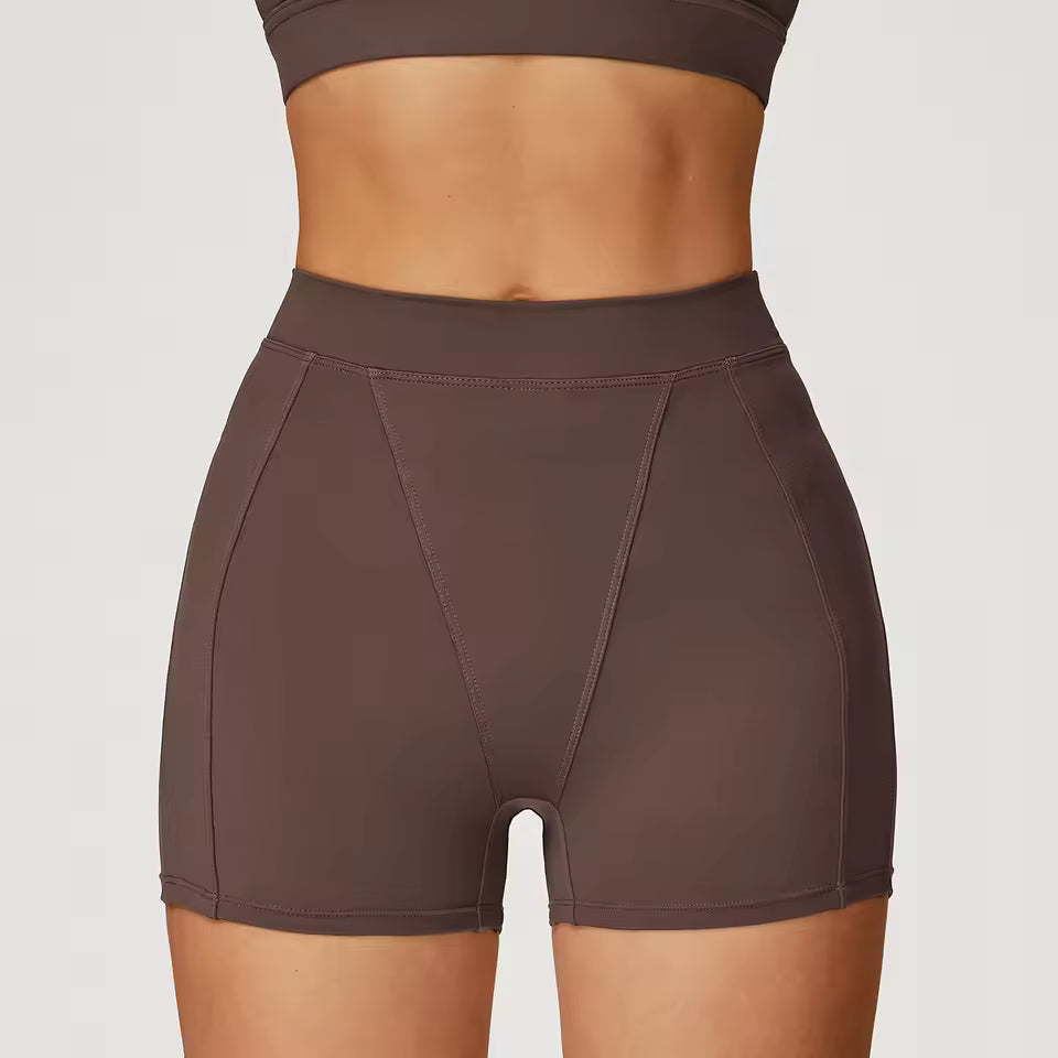 Shorts desportivos femininos de cintura alta, respiráveis, ideais para yoga, treino, corrida e ciclismo