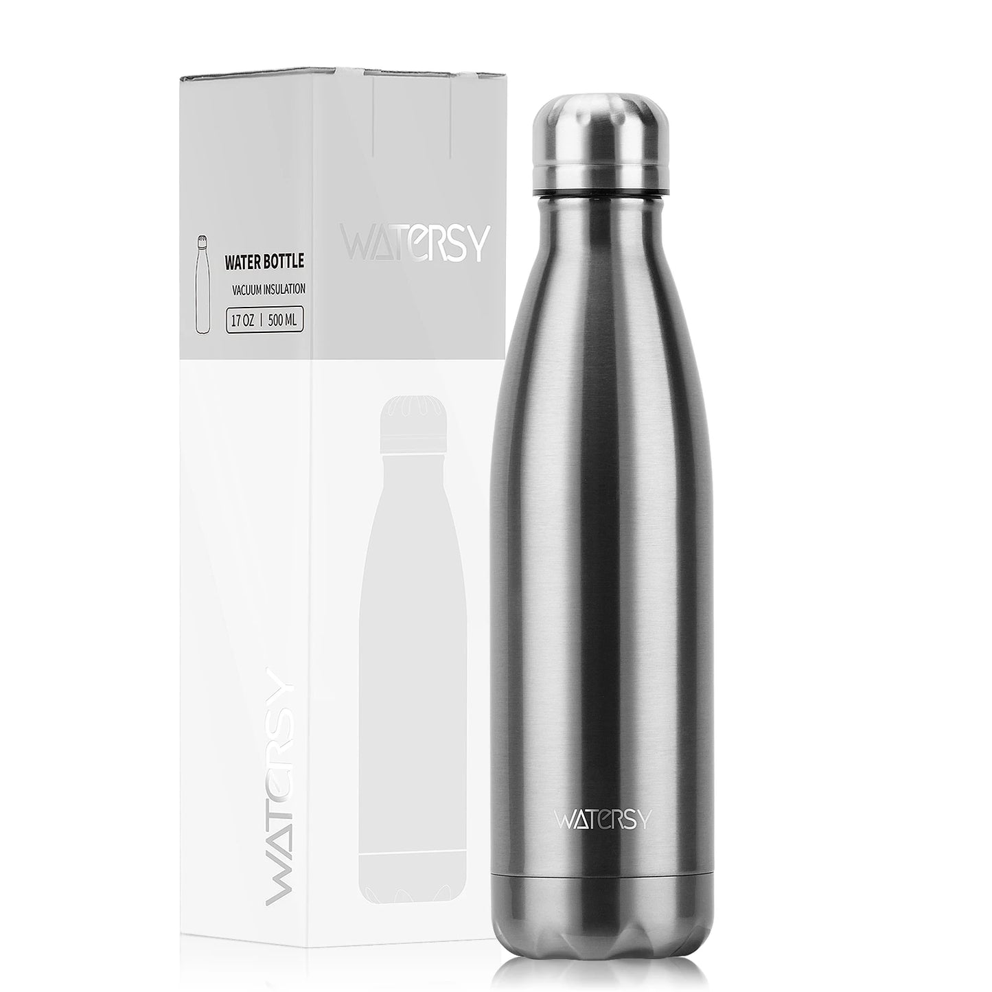 Garrafa térmica WATERSY 500 ml em aço inoxidável, copo térmico isolado para café e água, garrafa de parede dupla para desporto