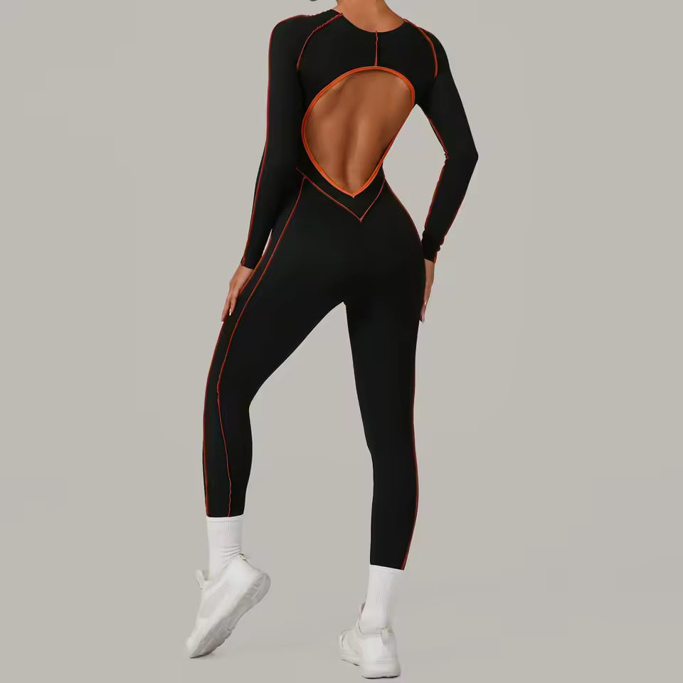 Macacão desportivo feminino, fato de treino, macacão de ginásio para corrida, conjunto de fitness e yoga, roupa desportiva activewear.