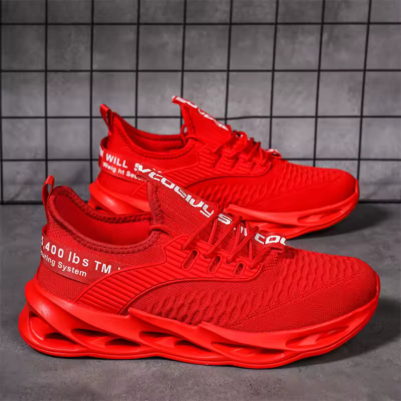 Ténis casuais em destaque — modelo com sola em lâmina, leve e respirável, ideal para corrida e atividades desportivas