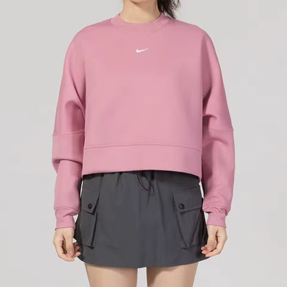 Nike Oficial Autêntico — Novo Sweatshirt de Treino Feminino em Malha Fitness, Cropped, com Capuz HJ1187-699