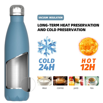 Garrafa térmica WATERSY 500 ml em aço inoxidável, copo térmico isolado para café e água, garrafa de parede dupla para desporto