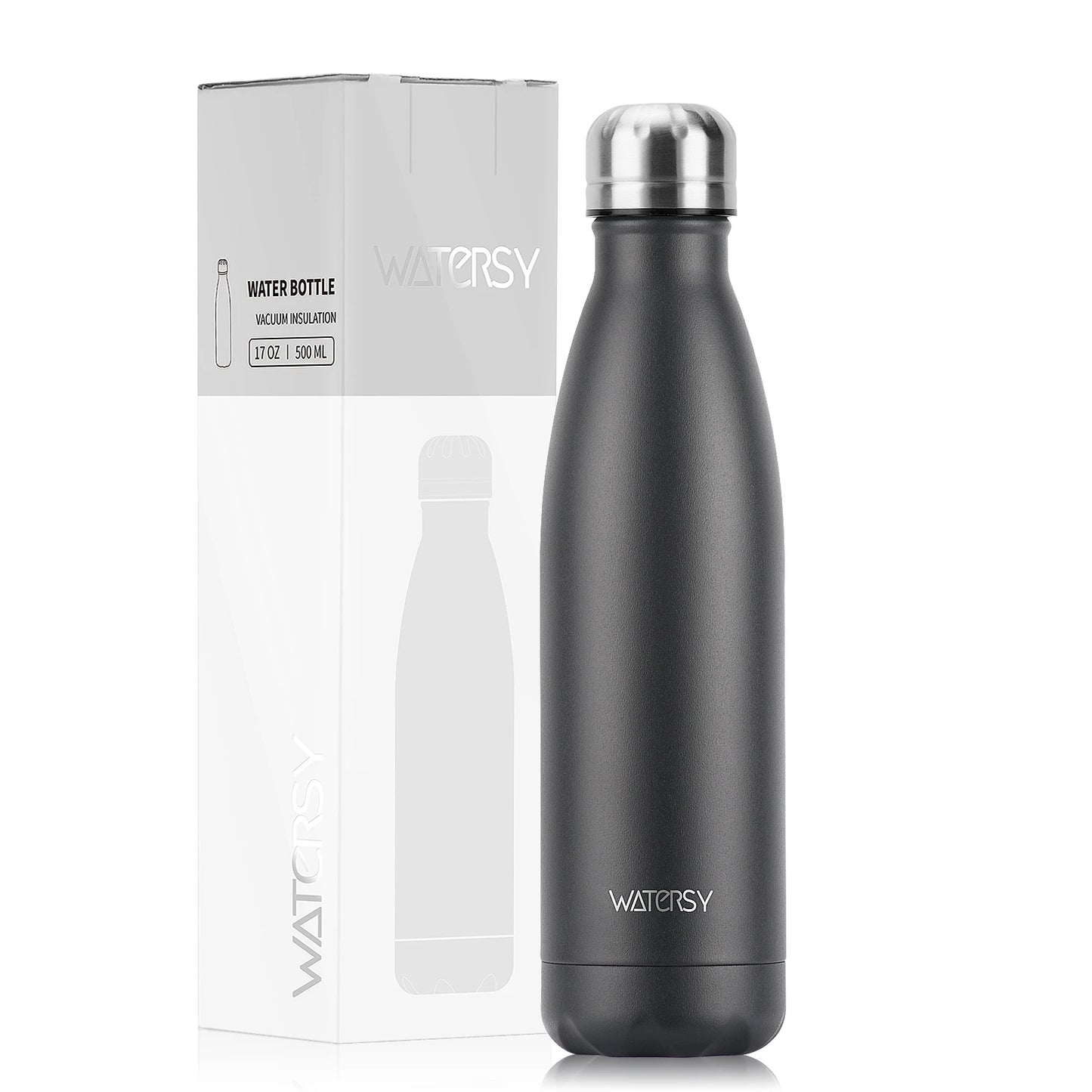 Garrafa térmica WATERSY 500 ml em aço inoxidável, copo térmico isolado para café e água, garrafa de parede dupla para desporto