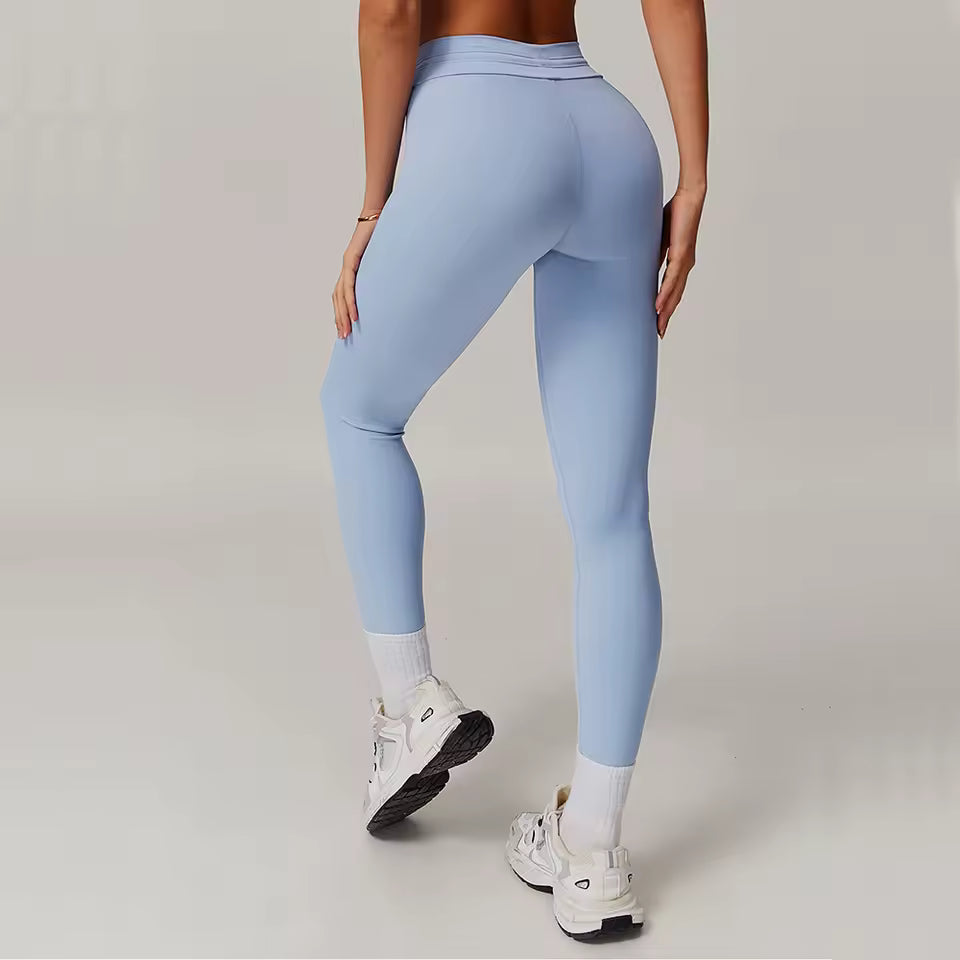 Leggings desportivas de cintura alta com cordão, efeito push up e levantamento dos glúteos, ideais para yoga, treino, corrida e uso no ginásio