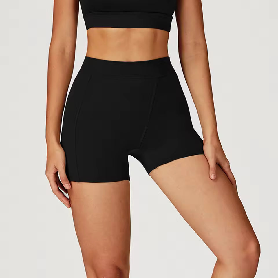 Shorts desportivos femininos de cintura alta, respiráveis, ideais para yoga, treino, corrida e ciclismo