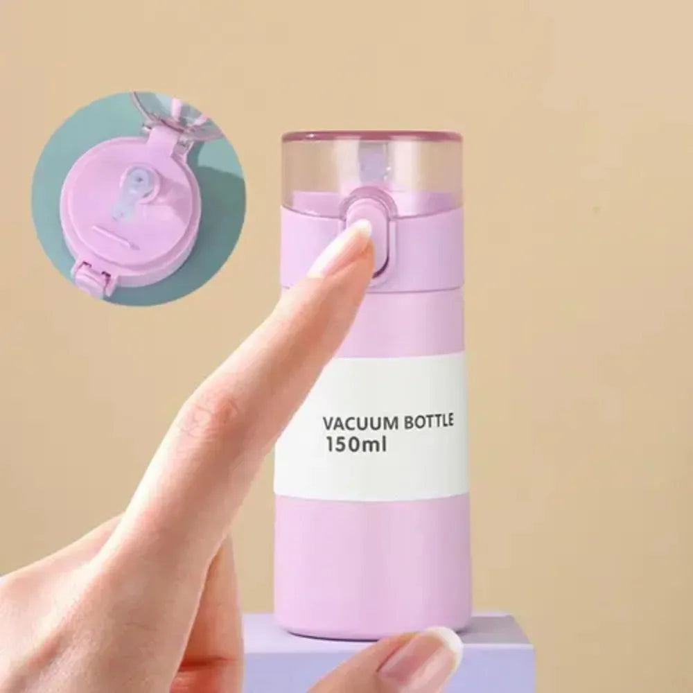 Garrafa térmica de água em aço inoxidável 150 ml/250 ml com palhinha, mini copo térmico para chá, café e viagem, frasco a vácuo isolado