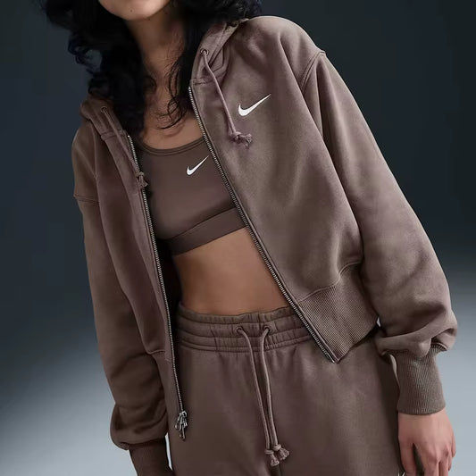 Casaco Nike Oficial Autêntico de Outono/Inverno para Mulher, Cintura Curta, Malha Quente HJ0941-233"