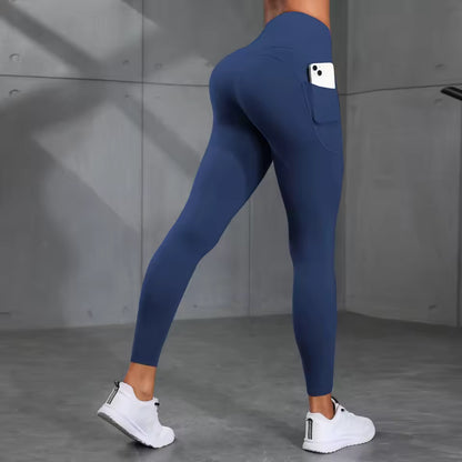Leggings desportivas femininas com bolso e estampado camuflado, de cintura alta e efeito push-up, ideais para corrida, fitness, yoga e atividades ao ar livre, à prova de agachamento.
