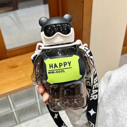 Garrafa desportiva com palha, de grande capacidade, copo de água em plástico para viagens, chaleira portátil para mochila, 850 ml.