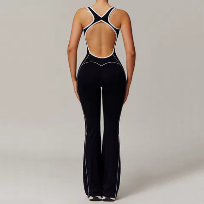 Macacão feminino de treino — peça única sem mangas para ioga e fitness, com efeito push-up, ideal para ginásio, corrida e atividades desportivas