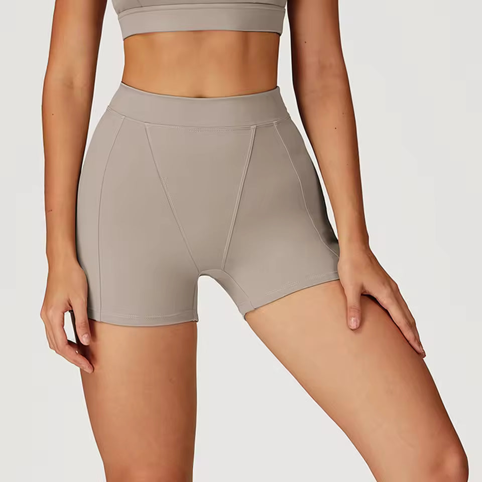 Shorts desportivos femininos de cintura alta, respiráveis, ideais para yoga, treino, corrida e ciclismo