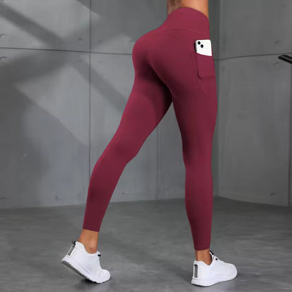 Leggings desportivas femininas com bolso e estampado camuflado, de cintura alta e efeito push-up, ideais para corrida, fitness, yoga e atividades ao ar livre, à prova de agachamento.