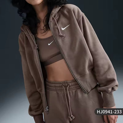 Casaco Nike Oficial Autêntico de Outono/Inverno para Mulher, Cintura Curta, Malha Quente HJ0941-233"