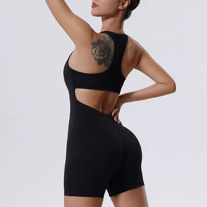 Conjunto feminino de treino de ioga — macacão de fitness, roupa desportiva para ginásio, 1 peça.