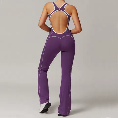 Macacão feminino de treino — peça única sem mangas para ioga e fitness, com efeito push-up, ideal para ginásio, corrida e atividades desportivas