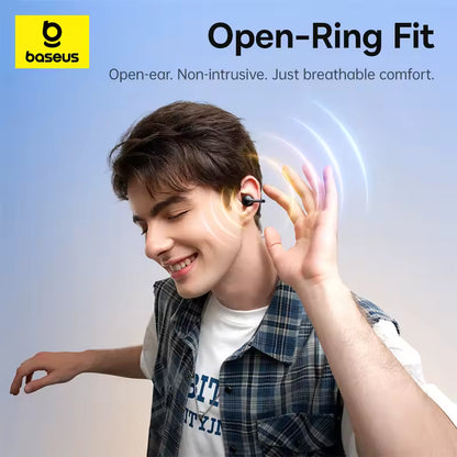 Baseus BC1 – Auscultadores de Clipe de Orelha Abertos, Sem Fios Bluetooth 6.0, com 4 Microfones, Graves Reforçados e Resistência à Água IP55, Ideais para Desporto