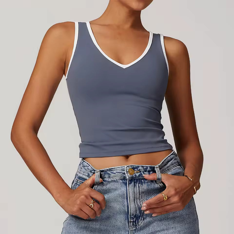 Top desportivo feminino sem costas push-up — respirável, ideal para yoga, ginásio e treino fitness