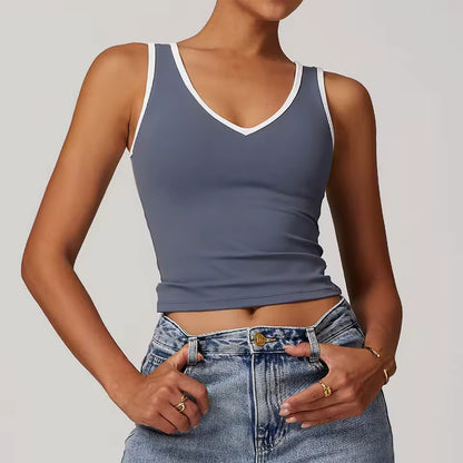 Top desportivo feminino sem costas push-up — respirável, ideal para yoga, ginásio e treino fitness