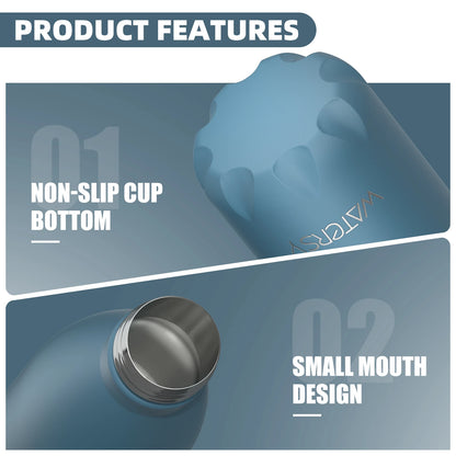 Garrafa térmica WATERSY 500 ml em aço inoxidável, copo térmico isolado para café e água, garrafa de parede dupla para desporto