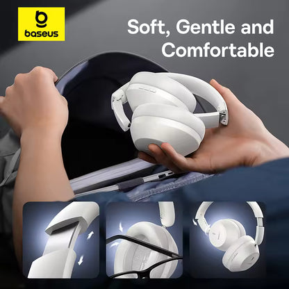 Baseus Bass 30 Max – Auscultadores Sem Fios Bluetooth 5.3, com Reforço de Graves de 40 mm, Design Dobrável Sobre a Orelha, Autonomia de 50 horas e Modo de Jogo