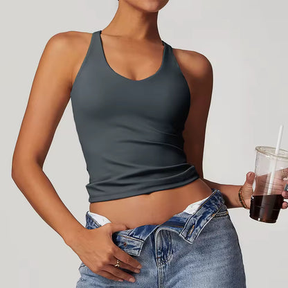 Top Desportivo Feminino — Sutiã Respirável de Fitness, à Prova de Impacto, com Efeito Push Up, Ideal para Yoga, Ginásio e Treino