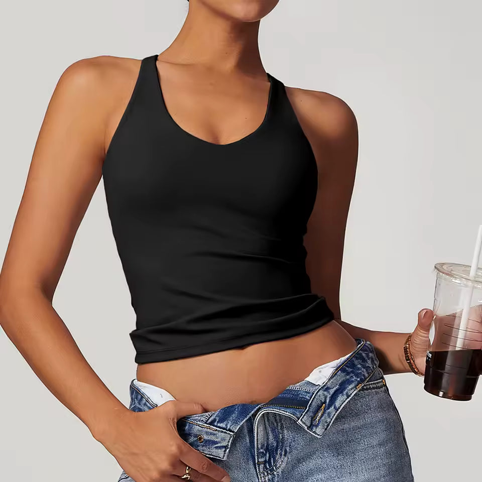 Top Desportivo Feminino — Sutiã Respirável de Fitness, à Prova de Impacto, com Efeito Push Up, Ideal para Yoga, Ginásio e Treino