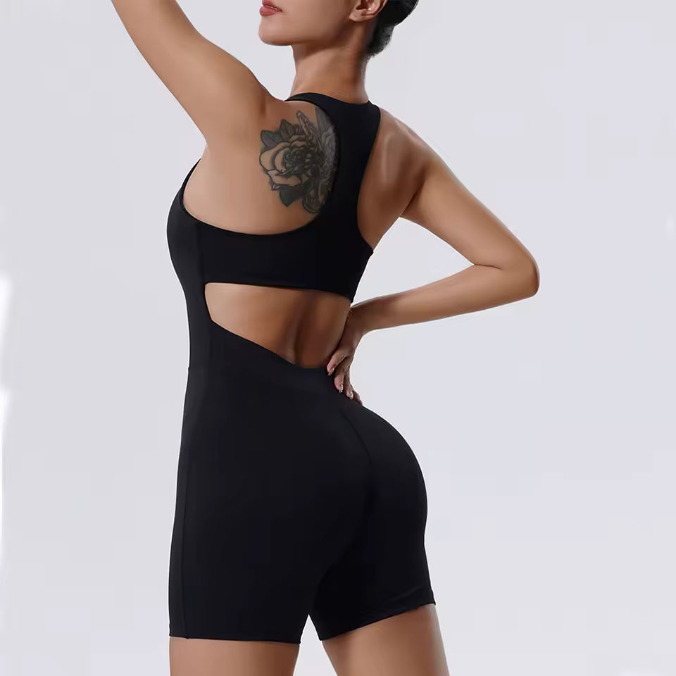 Conjunto feminino de treino de ioga — macacão de fitness, roupa desportiva para ginásio, 1 peça.