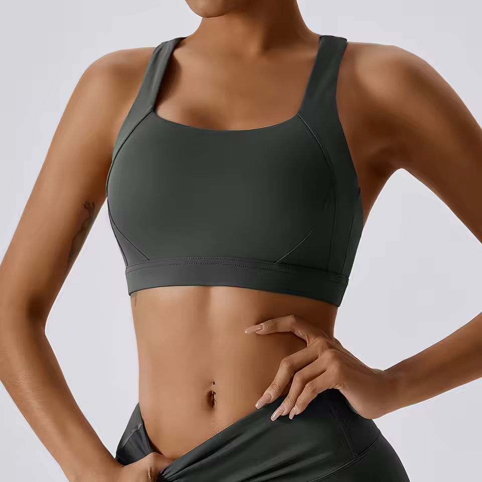 Top Feminino de Fitness Antissuor, Sutiã de Yoga Push Up, à Prova de Impacto, de Alta Sustentação, Ideal para Treino no Ginásio