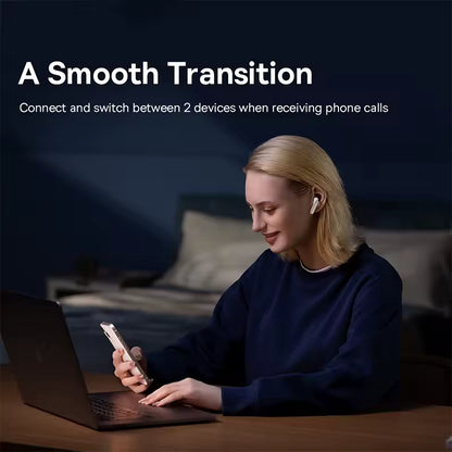 Baseus Bowie E5 TWS – Auscultadores Sem Fios Bluetooth 5.3, com Dois Microfones, Redução de Ruído, Chamadas em HD e Design Desportivo