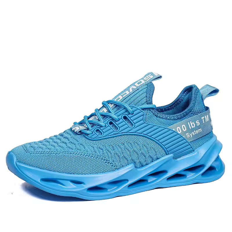 Ténis casuais em destaque — modelo com sola em lâmina, leve e respirável, ideal para corrida e atividades desportivas