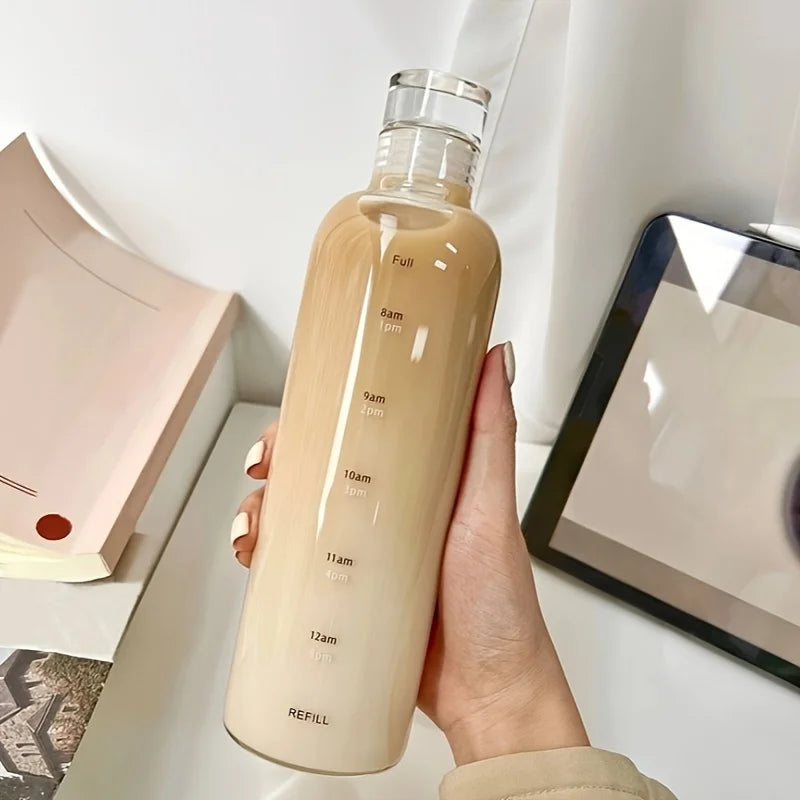 Garrafa de água em plástico PC com marcadores de tempo, 16,9 oz, à prova de fugas, resistente a quedas e livre de BPA, ideal para ginásio, viagens e actividades ao ar livre.