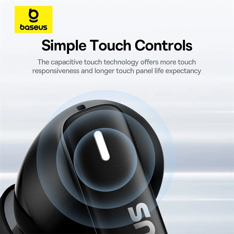 Auriculares Sem Fios Baseus Bowie E19 Bluetooth 5.3 com Graves Poderosos, Drivers de 12 mm, Impermeabilidade IPX5 e Autonomia de 33 Horas