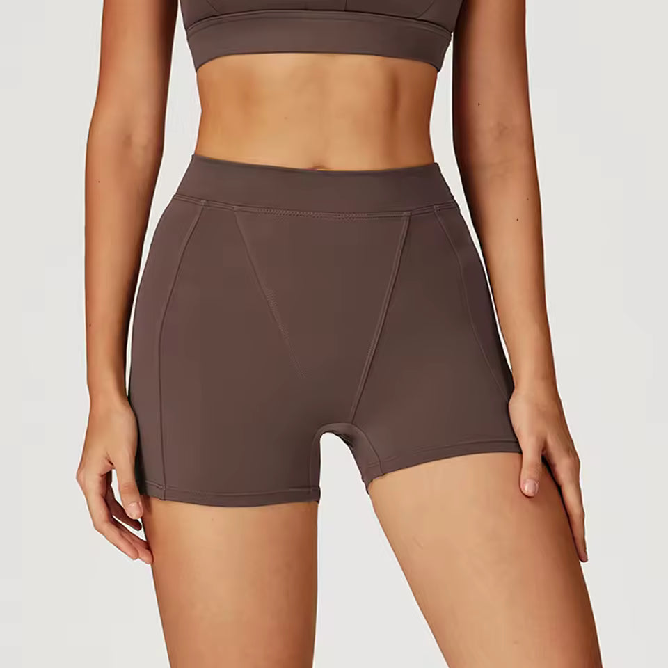 Shorts desportivos femininos de cintura alta, respiráveis, ideais para yoga, treino, corrida e ciclismo