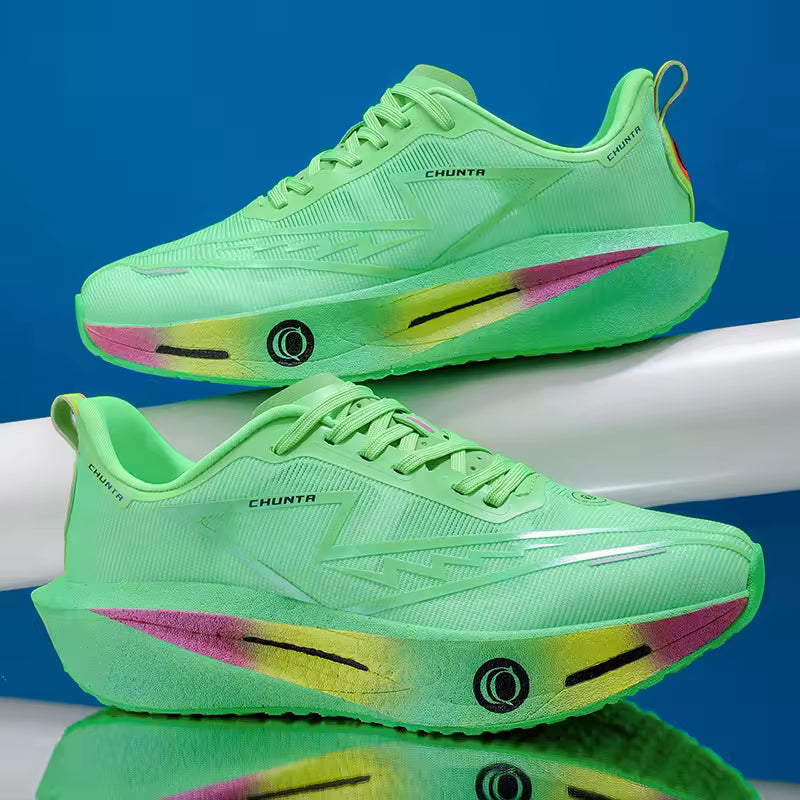 Ténis de corrida desportivos casuais e confortáveis — parte superior em tecido respirável, sola antiderrapante com amortecimento resistente ao desgaste, modelo com atacadores e biqueira arredondada, adequado para todas as estações